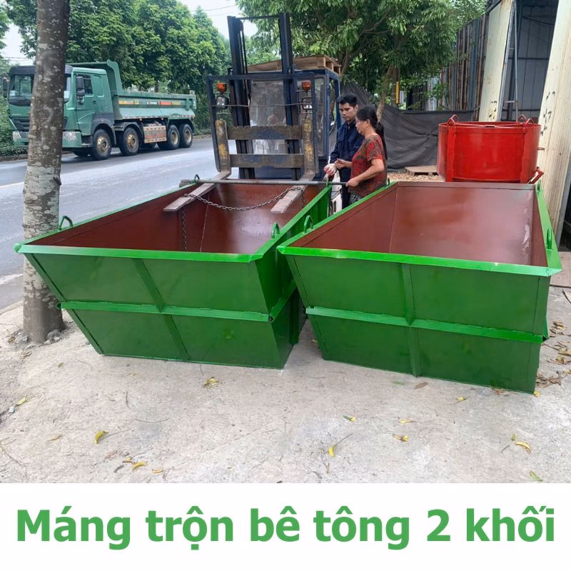 2 máng trộn bê tông 2 khối